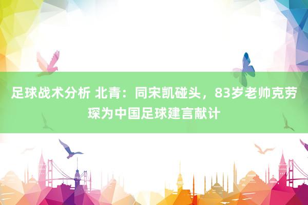 足球战术分析 北青：同宋凯碰头，83岁老帅克劳琛为中国足球建言献计