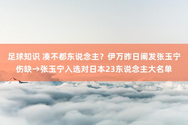 足球知识 凑不都东说念主？伊万昨日阐发张玉宁伤缺→张玉宁入选对日本23东说念主大名单