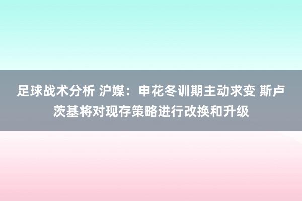 足球战术分析 沪媒：申花冬训期主动求变 斯卢茨基将对现存策略进行改换和升级