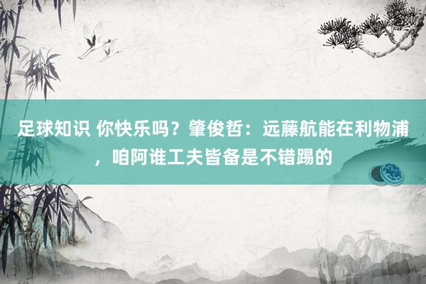 足球知识 你快乐吗？肇俊哲：远藤航能在利物浦，咱阿谁工夫皆备是不错踢的