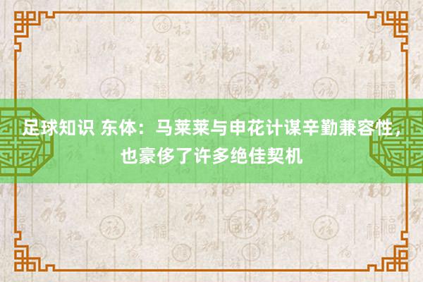 足球知识 东体：马莱莱与申花计谋辛勤兼容性，也豪侈了许多绝佳契机