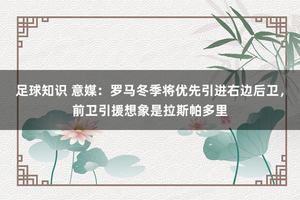 足球知识 意媒：罗马冬季将优先引进右边后卫，前卫引援想象是拉斯帕多里